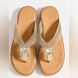 See By Chloe Braided Gold and Tan Sandals